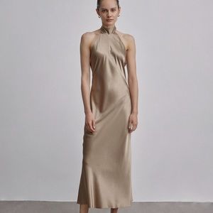 Silk Maison French Bow Halterneck Silk Maxi Dress Small